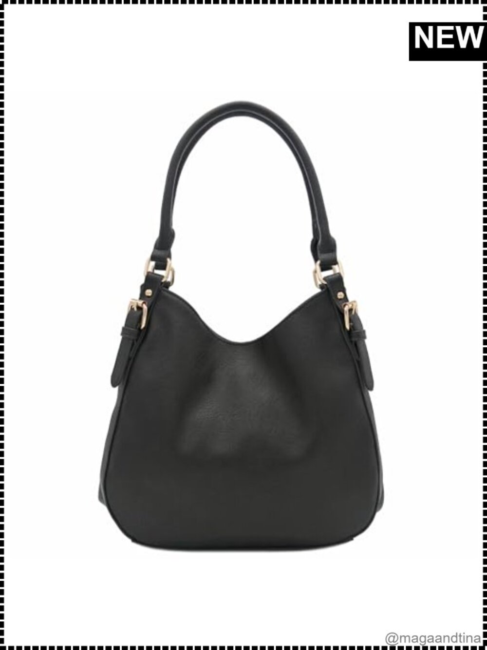FashionPuzzle Lightweight Faux Leather Medium Hobo Bag